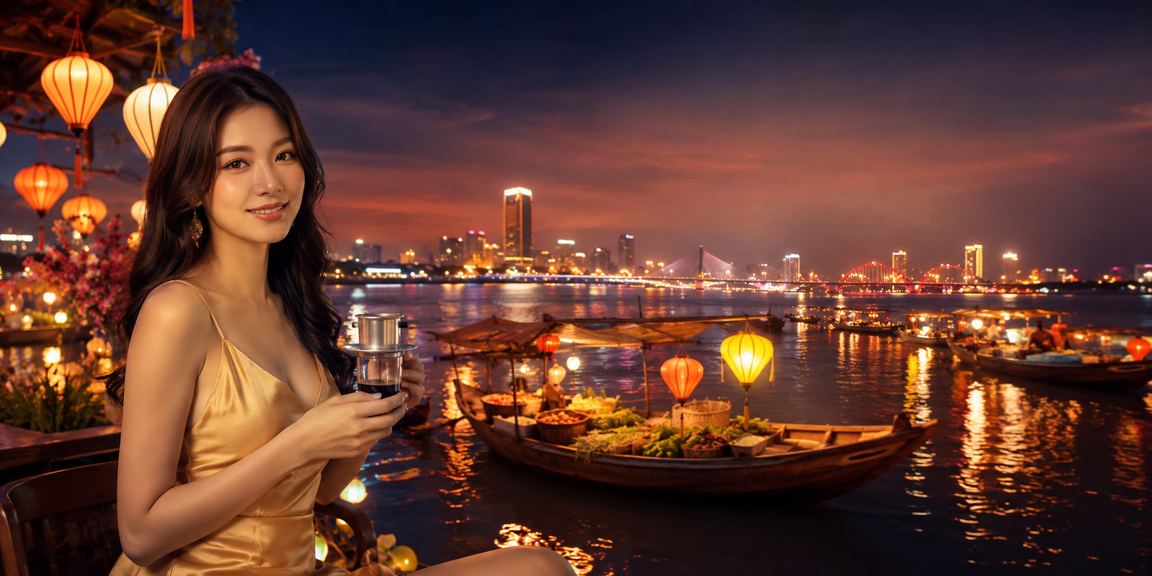 Người dùng tại Đà Nẵng kiểm tra tài khoản và thực hiện giao dịch tại quán cà phê